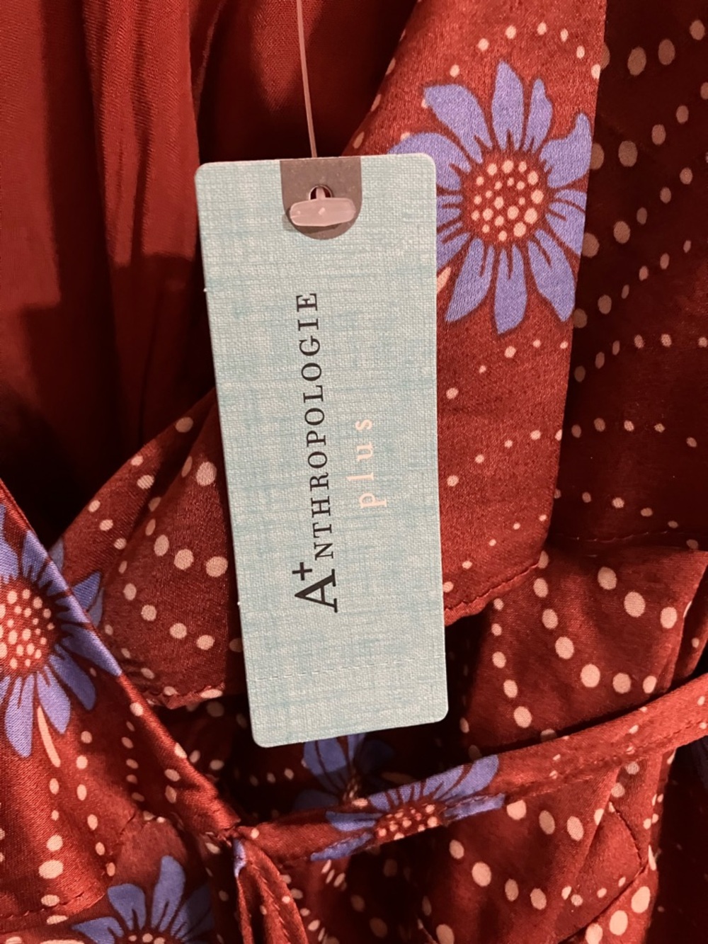 Anthropologie Brown Floral Maxi Dress with Blue Accents - Picture 14 of 16